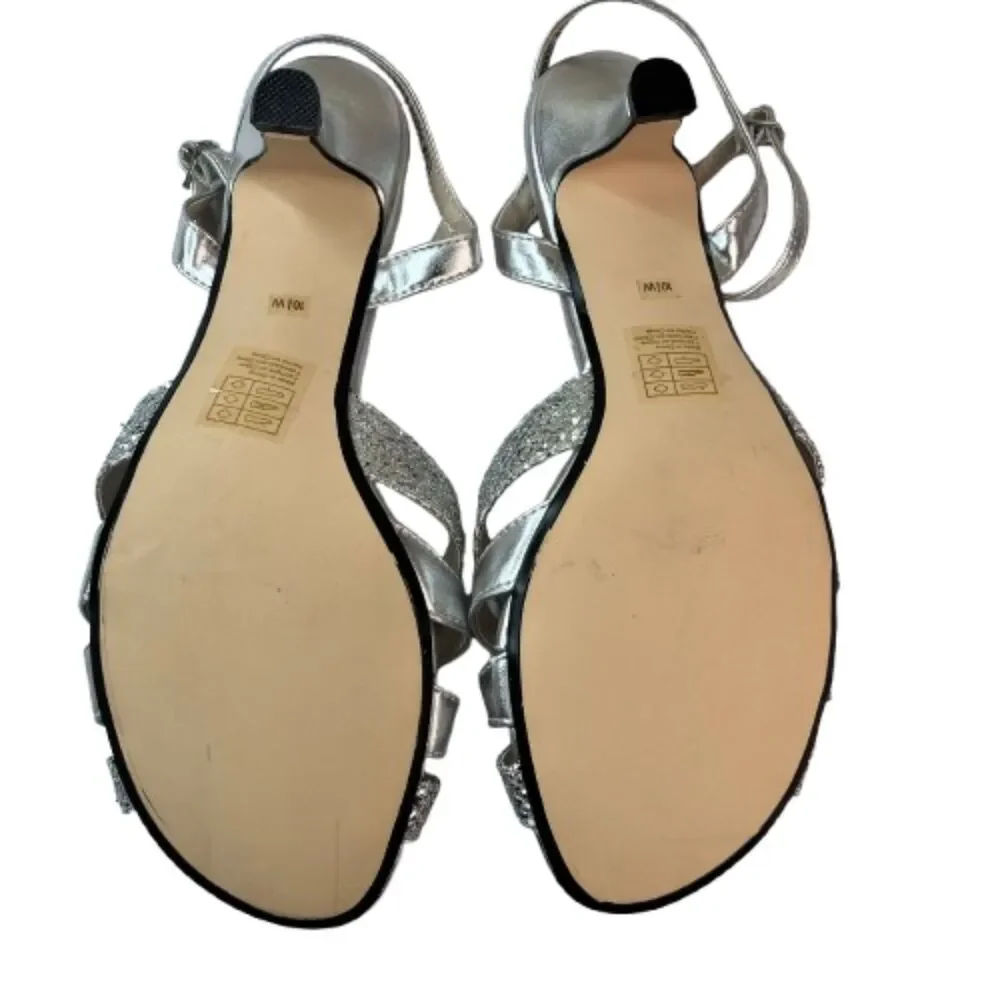 Benjamin Walk Touch Ups Silver Glitter Strappy Dress Sandals Size 10W